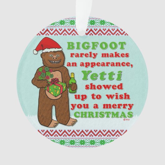 Funny Bigfoot Merry Kerstmis Sasquatch Pun Ornament (voorkant)