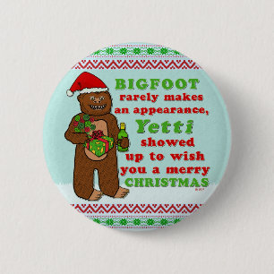 Funny Bigfoot Merry Kerstmis Sasquatch Pun Ronde Button 5,7 Cm