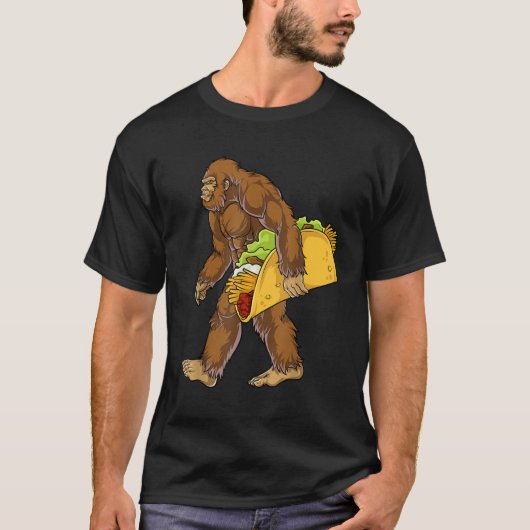 Funny Bigfoot met Tacos T-shirt (Voorkant)