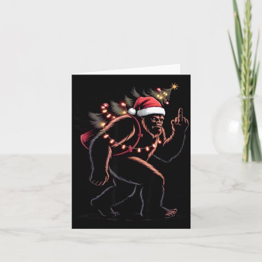 Funny Bigfoot Middle Finger Christmas Sasquatch An Kaart (Voorkant)