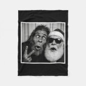 Funny Bigfoot Photobooth With Santa Christmas Xmas Fleece Deken (Voorkant)
