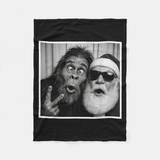 Funny Bigfoot Photobooth With Santa Christmas Xmas Fleece Deken (Voorkant)