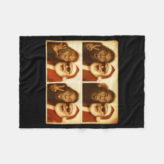 Funny Bigfoot Photobooth With Santa Christmas Xmas Fleece Deken (Voorkant (Horizontaal))