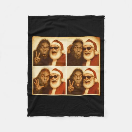 Funny Bigfoot Photobooth With Santa Christmas Xmas Fleece Deken (Voorkant)