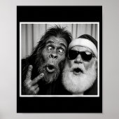 Funny Bigfoot Photobooth With Santa Christmas Xmas Poster (Voorkant)