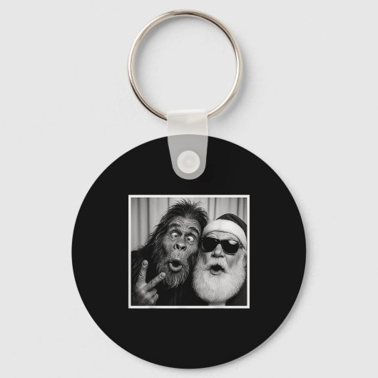 Funny Bigfoot Photobooth With Santa Christmas Xmas Sleutelhanger (Voorkant)