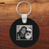 Funny Bigfoot Photobooth With Santa Christmas Xmas Sleutelhanger (Voorkant)
