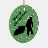 Funny Bigfoot Pulling kerstboomversiering Keramisch Ornament (Rechts)