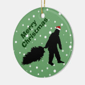 Funny Bigfoot Pulling kerstboomversiering Keramisch Ornament (Links)