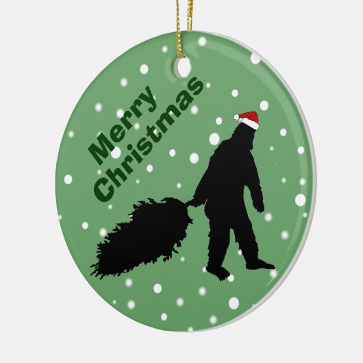 Funny Bigfoot Pulling kerstboomversiering Keramisch Ornament (Links)