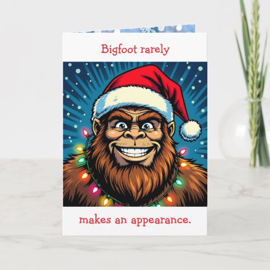 Funny Bigfoot Pun Christmas Kaart (Voorkant)