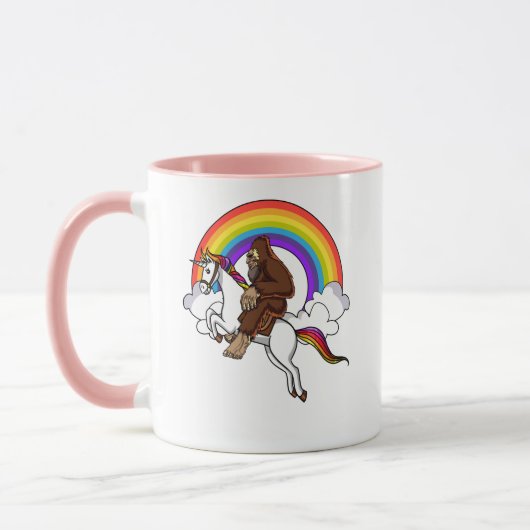 Funny Bigfoot Riding Magical Unicorn Rainbow Mok (Links)