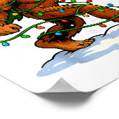 Funny Bigfoot Rock On Christmas Lights Snow Holida Poster (Hoek)