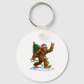 Funny Bigfoot Rock On Christmas Lights Snow Holida Sleutelhanger (Voorkant)