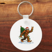 Funny Bigfoot Rock On Christmas Lights Snow Holida Sleutelhanger (Voorkant)