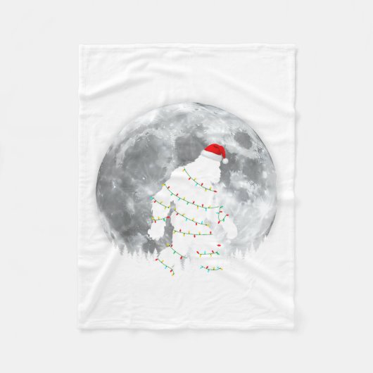 Funny Bigfoot Santa Moon Christmas Lights Xmas Sas Fleece Deken (Voorkant)