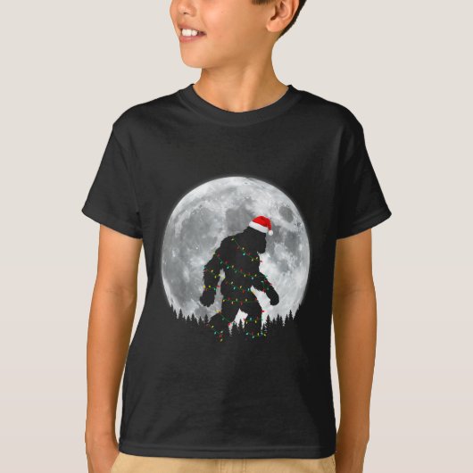 Funny Bigfoot Santa Moon Christmas Lights Xmas Sas T-shirt (Voorkant)