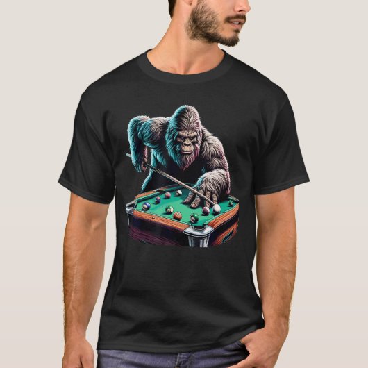 Funny Bigfoot Sasquatch Billiards Pool Player Men  T-shirt (Voorkant)