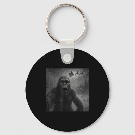 Funny Bigfoot Sasquatch Selfie Santa Claus Xmas Ch Sleutelhanger (Voorkant)