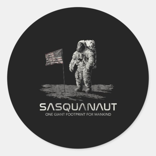 Funny Bigfoot Sasquatch Space Sasquanaut Ronde Sticker (Voorkant)