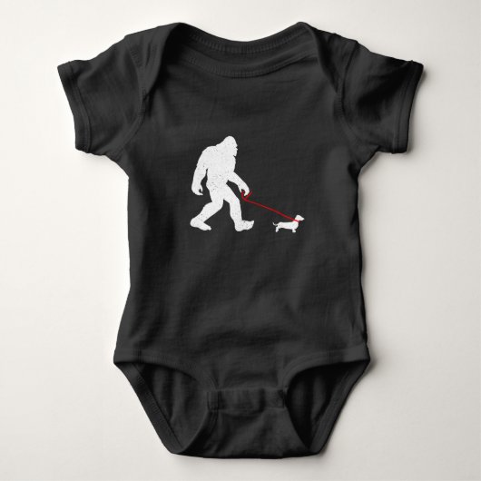 Funny Bigfoot Sasquatch Walking Dachshund Weiner D Romper (Voorkant)