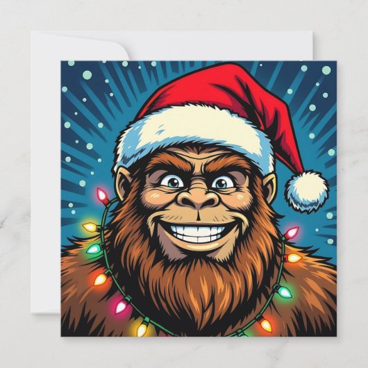 Funny Bigfoot Sasquatch Yeti Christmas Feestdagenkaart (Voorkant)