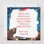 Funny Bigfoot Sasquatch Yeti Christmas Feestdagenkaart (Achterkant)