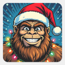 Funny Bigfoot Sasquatch Yeti Christmas Vierkante Sticker