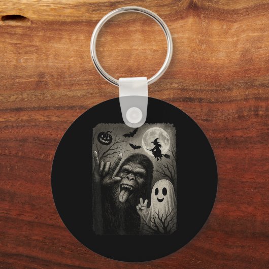 Funny Bigfoot Selfie With Boo Halloween Costume Me Sleutelhanger (Voorkant)