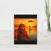 Funny Bigfoot Selfie With Loch Ness Monster And Uf Kaart (Voorkant)