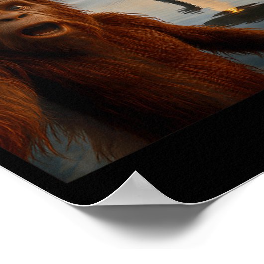 Funny Bigfoot Selfie With Loch Ness Monster And Uf Poster (Hoek)