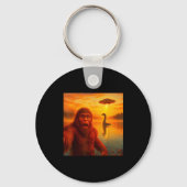 Funny Bigfoot Selfie With Loch Ness Monster And Uf Sleutelhanger (Voorkant)