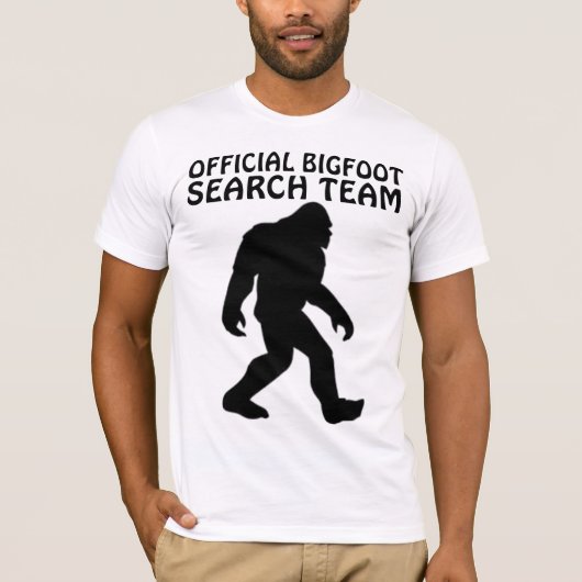 Funny BIGFOOT T-shirts, ZOEKTEAM T-shirt (Voorkant)
