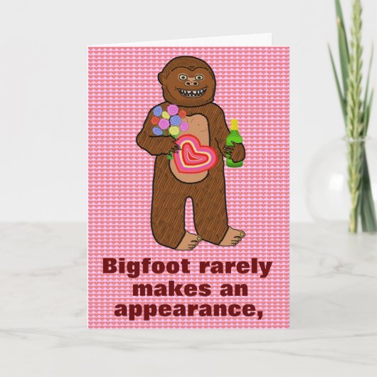 Funny Bigfoot Valentine's Day Cartoon Sasquatch Feestdagen Kaart (Voorkant)
