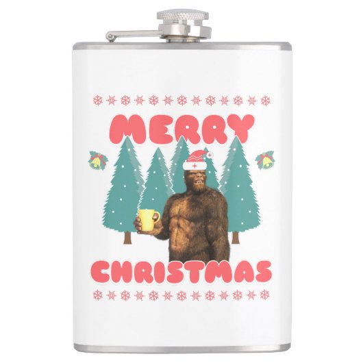 Funny Bigfoot - Vrolijk kerstfeest Heupfles (Voorkant)