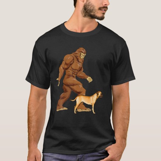 Funny Bigfoot Walking Bullmastiff Sasquatch Dog T-shirt (Voorkant)