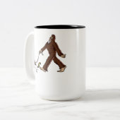 Funny Bigfoot Walking Magical Unicorn Tweekleurige Koffiemok (Voorkant links)