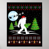 Funny Bigfoot Xmas Gift Santa Hat Ugly Bigfoot Chr Poster (Voorkant)