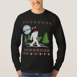 Funny Bigfoot Xmas Gift Santa Hat Ugly Bigfoot Chr T-shirt