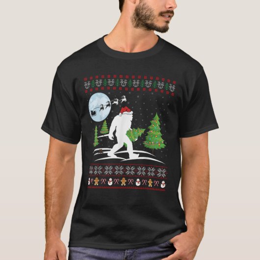 Funny Bigfoot Xmas Gift Santa Hat Ugly Bigfoot Chr T-shirt (Voorkant)