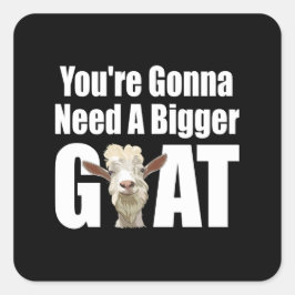 Funny Bigger Goat op zwarte achtergrond Vierkante Sticker