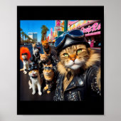 Funny Biker Cats Gangster Cats Street Motorcycle C Poster (Voorkant)