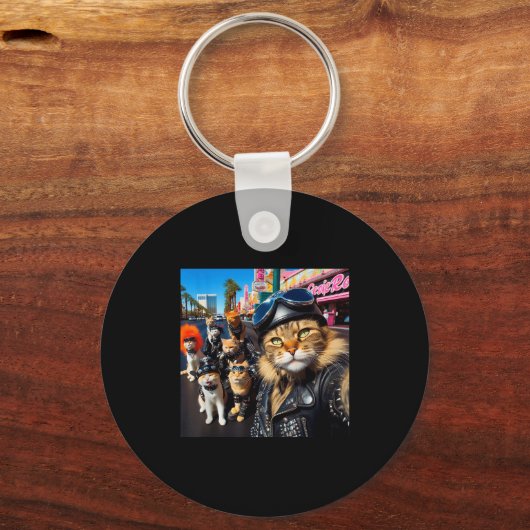 Funny Biker Cats Gangster Cats Street Motorcycle C Sleutelhanger (Voorkant)