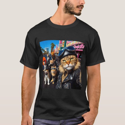 Funny Biker Cats Gangster Cats Street Motorcycle C T-shirt (Voorkant)