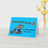 Funny Biker Couple Santa Sleigh-kerstkaart Kaart (Gele Bloem)