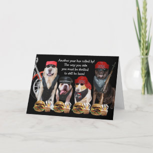 Funny Biker Dogs Birthday Card Kaart