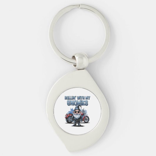 Funny Biker Gnome Keychain | Cool Gift for Bikers (Voorkant)