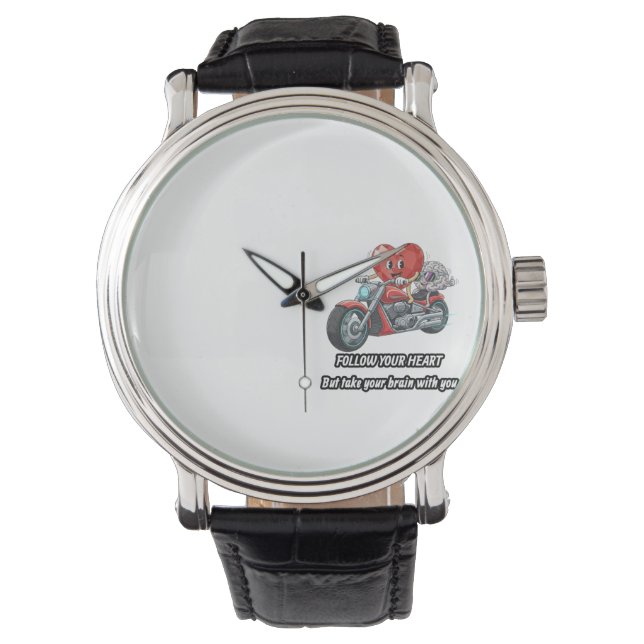 Funny biker heart follow your heart quote  horloge (Voorkant)