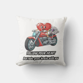 Funny biker heart follow your heart quote kussen