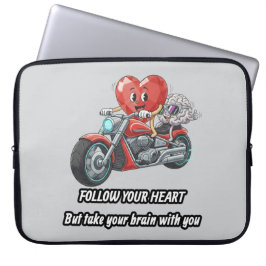 Funny biker heart follow your heart quote laptop sleeve